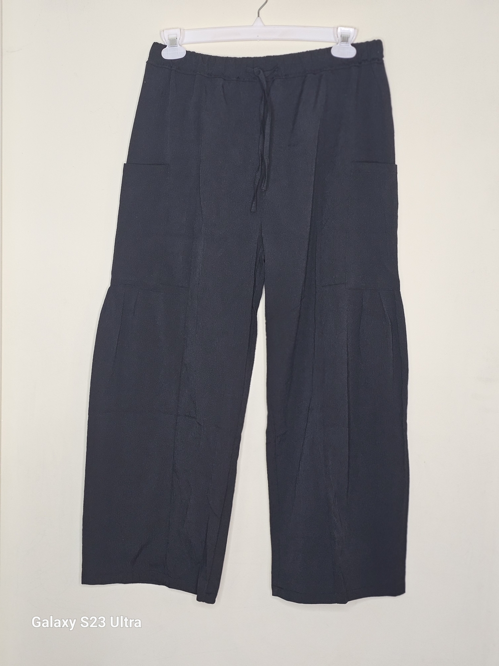 Black Wide Leg Drawstring Pants